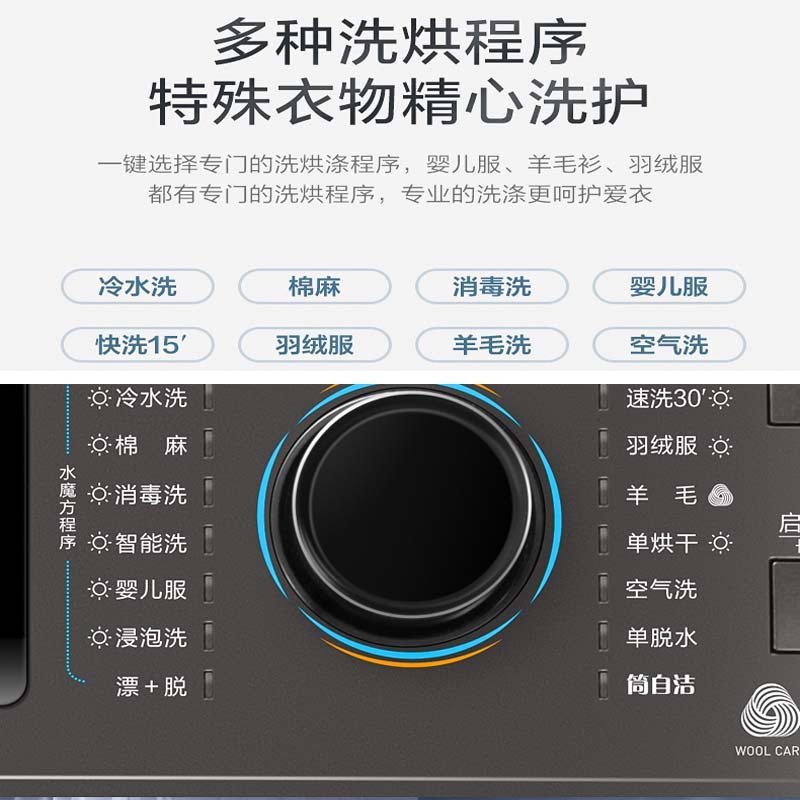 小天鹅(LittleSwan)滚筒洗衣机 变频 家用 水魔方10公斤洗烘一体 洗净比1.1TD100V868WMADT