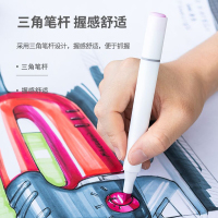 得力马克笔12色双头水彩笔方杆笔手绘设计套装学生用绘画涂鸦绘画勾线笔黑色细头70702-12