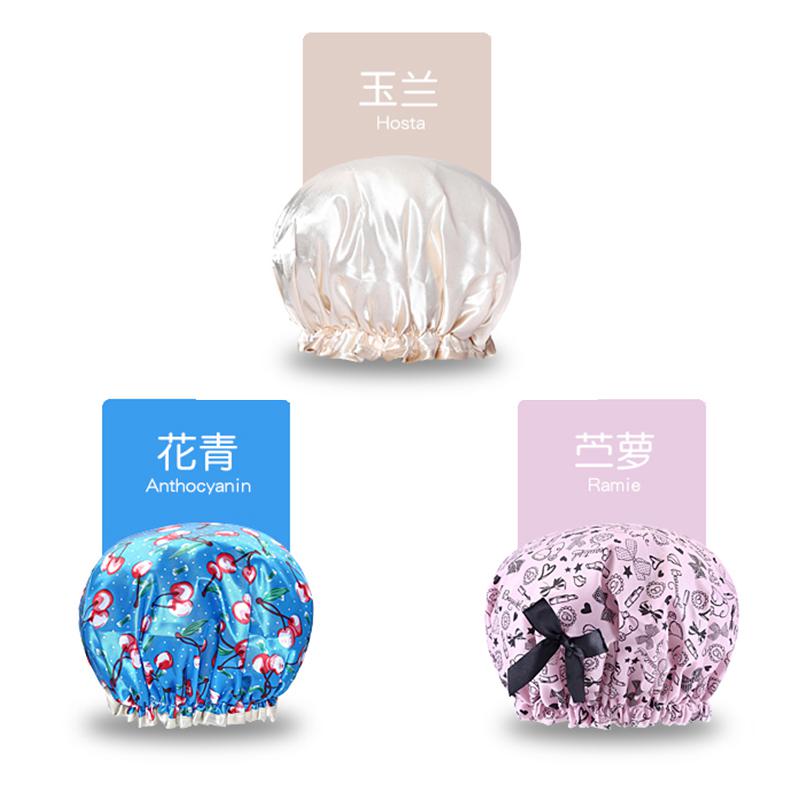 3个装防水浴帽成人女款洗澡用头发罩帽淋浴头套沐浴长发帽子发帽 三维工匠 玉兰+花青+苎萝高清大图