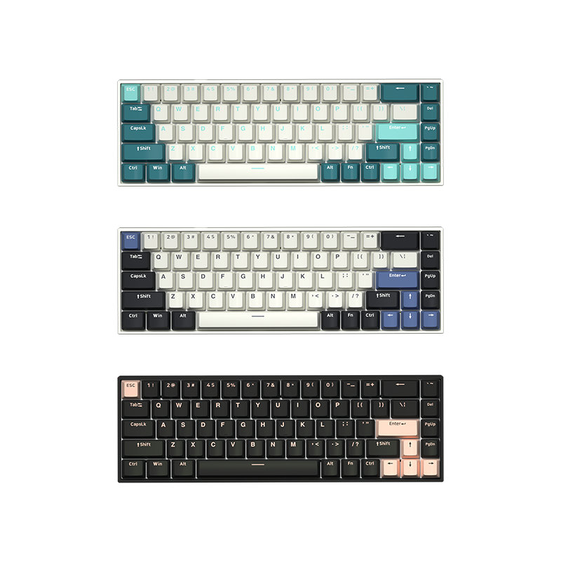 FL·ESPORTS/腹灵F12 冰蓝光 闭口灰白PBT键BOX红轴 键盘高清大图