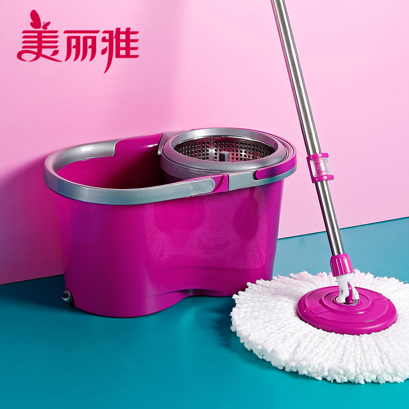美丽雅(maryya)酷炫旋转甩水拖把 玫红色 PP、纤维拖把及拖把头 国产
