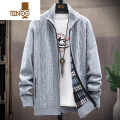 YANXU开衫毛衣外套男秋季新款潮牌针织麻花立领夹克男士潮流休闲毛线衫 3XL约170-190斤可穿 8830浅灰
