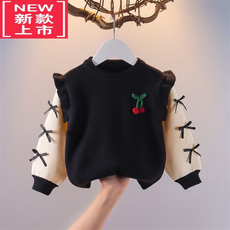 可莉允儿童毛衣套头衫加绒女童针织衫上衣秋装女孩公主外套女宝宝打底衫图片