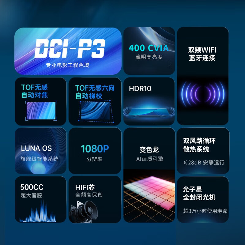 坚果投影(JMGO)微果D1 自动校正自动对焦家庭影院激光电视