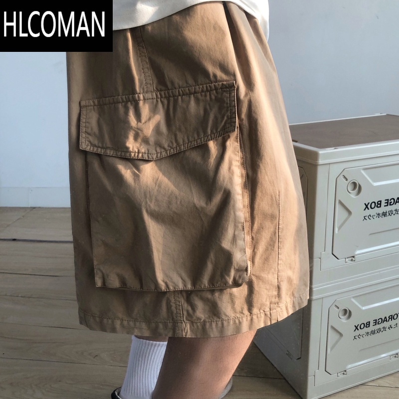HLCOMANRICHMAN夏季美式多口袋工装短裤男宽松阔腿oversize日系六分裤子