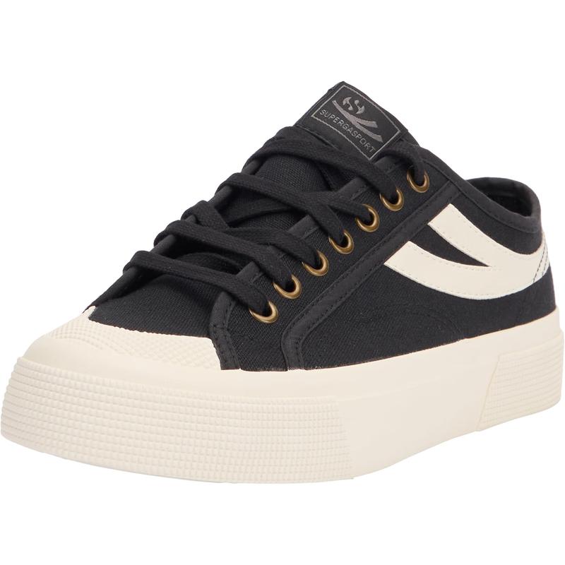 SUPERGA纯棉透气帆布拼接橡胶底休闲板鞋女款圆头系带运动鞋高清大图