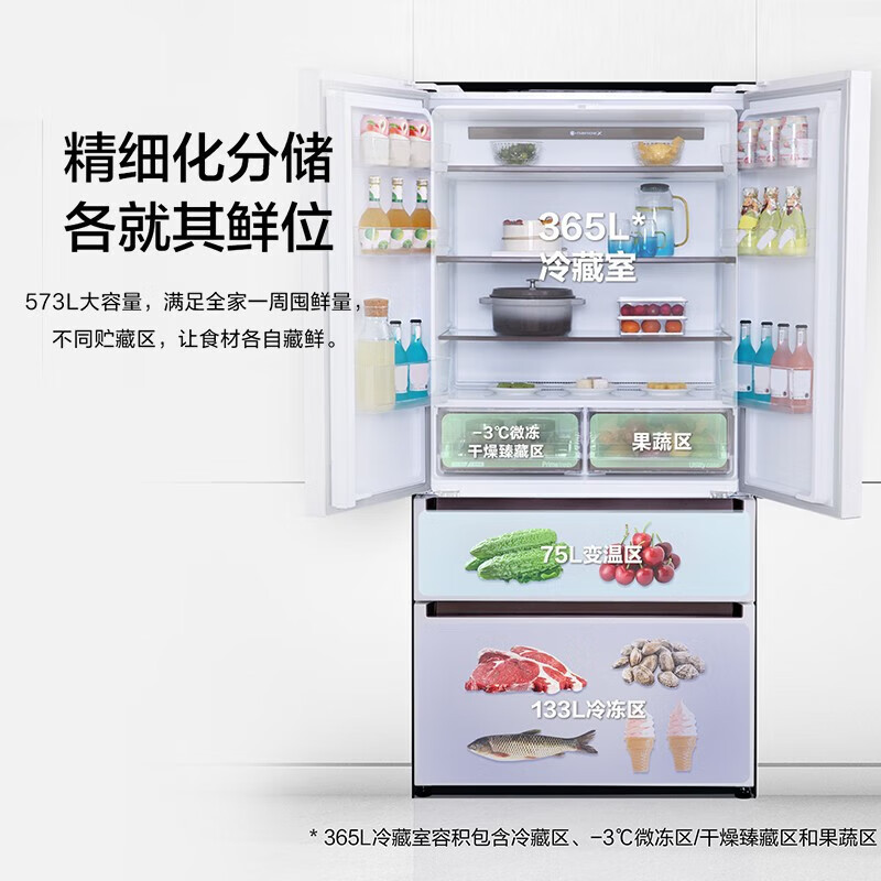 松下(Panasonic)NR-TW57TMA-W 23新款573升多门一级能效纳诺怡X宽幅变温 月光白展示柜高清大图