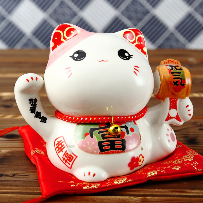 陶瓷猫小号存钱罐摆件家居客厅创意礼品可爱发财猫储钱罐 三维工匠 6寸:金运满满猫高清大图