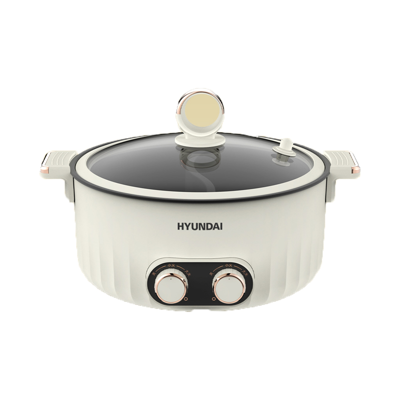 HYUNDAI 电火锅 家用鸳鸯电火锅料理锅电煮锅大容量6L【2000W大功率+分区控温】 QC-HG1325(微压款)