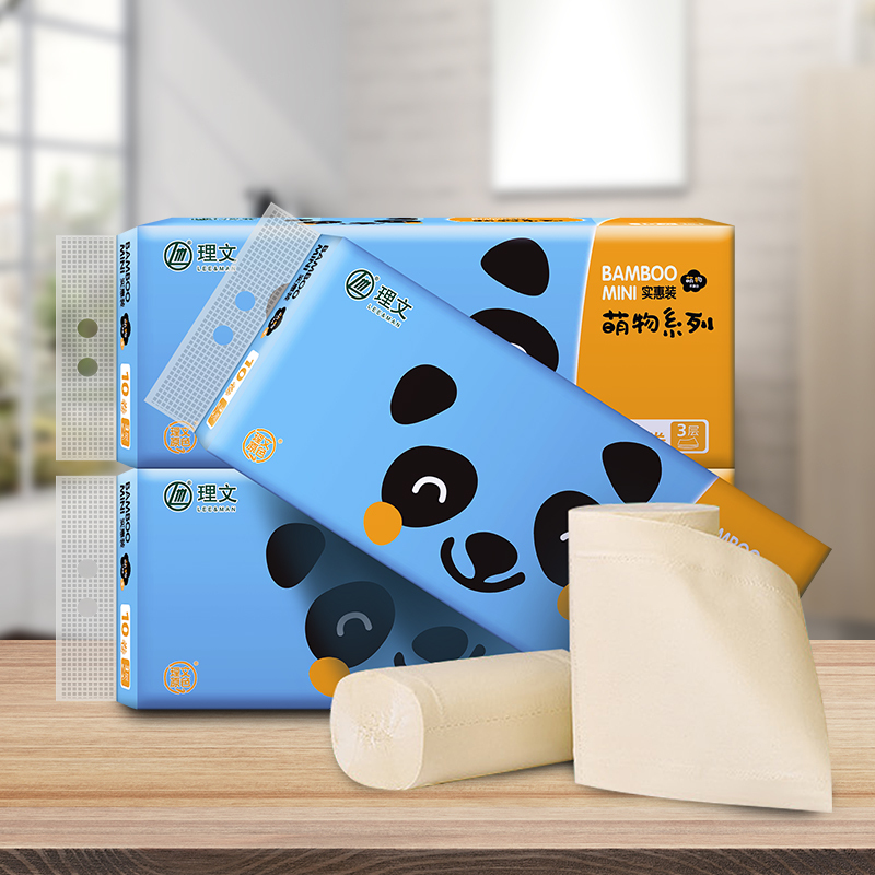 理文(Lee&Man)萌物无芯卷纸10卷/提 天然竹浆纸柔韧亲肤
