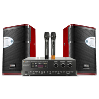 山水(SANSUI) SP5-06 家用KTV音响套装家庭影院会议卡包蓝牙音箱钢琴烤漆木箱带点歌机6吋无线话筒麦克风