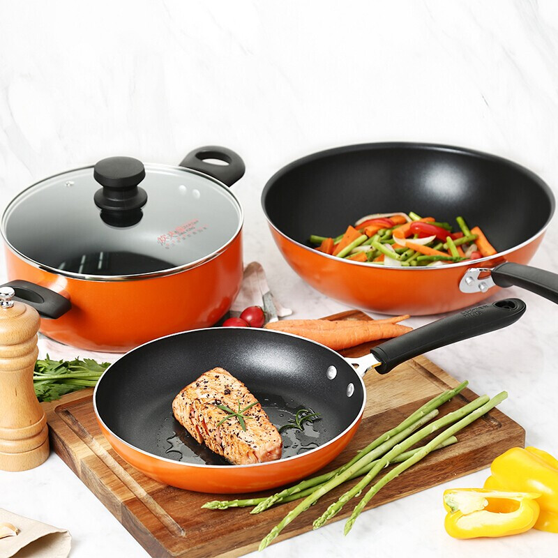 [新品]炊大皇 不粘锅 锅具套装 炒锅 平底锅 煎锅 汤锅 电磁炉燃气煤气灶明火通用厨具高清大图