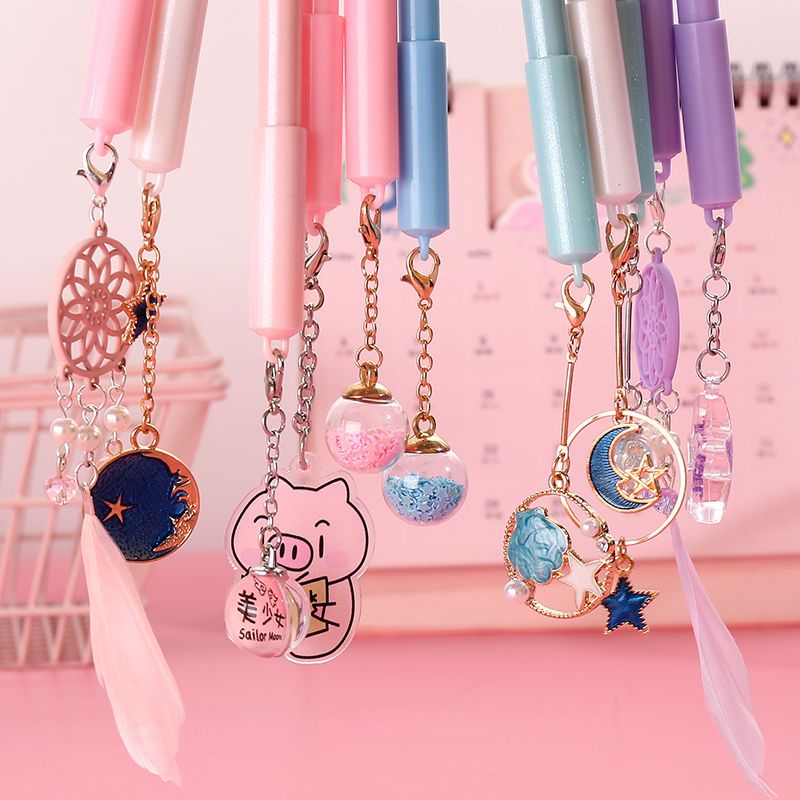 吊坠笔套装黑色笔可爱女生0.