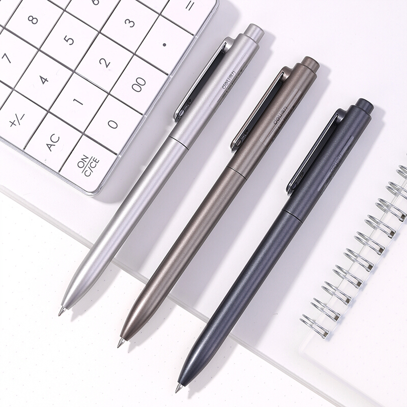 得力delia12按动中性笔12支盒05mm按动中性笔商务办公签字笔碳素笔