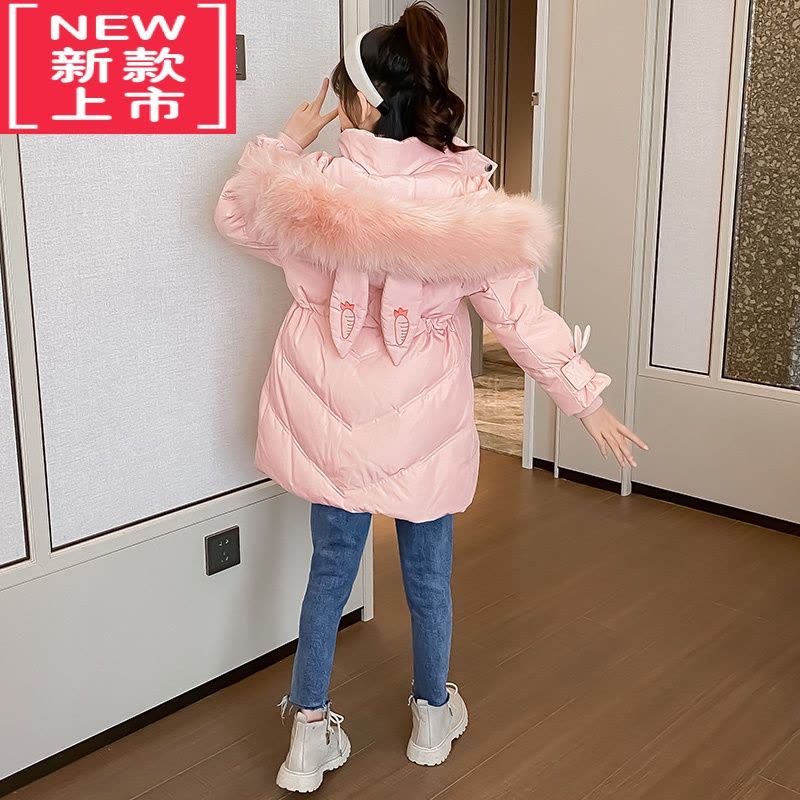 可莉允儿童羽绒棉服中长款2022新款女童洋气冬季加厚棉衣女大童棉袄外套图片
