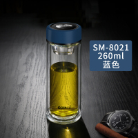 [精选]清水(SHIMIZU)双层玻璃杯男女便携加厚隔热办公杯 8021-450ml-本色