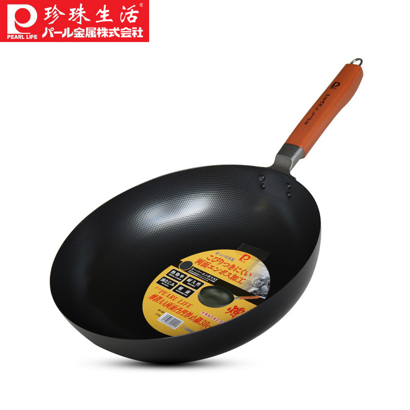 珍珠生活（PEARL LIFE）炒锅铁锅GP-22无涂层不易粘日本制造原装进口高纯铁双面凹凸 30cm