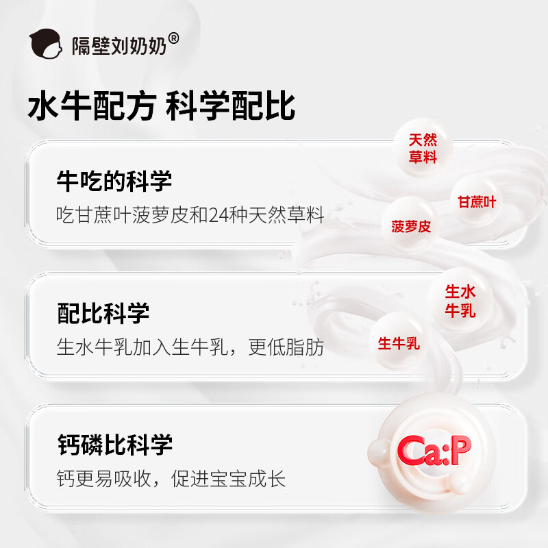 隔壁刘奶奶水牛配方清甜版水牛奶纯牛奶宝宝爱喝礼盒装200ml*10盒送礼礼盒装高清大图