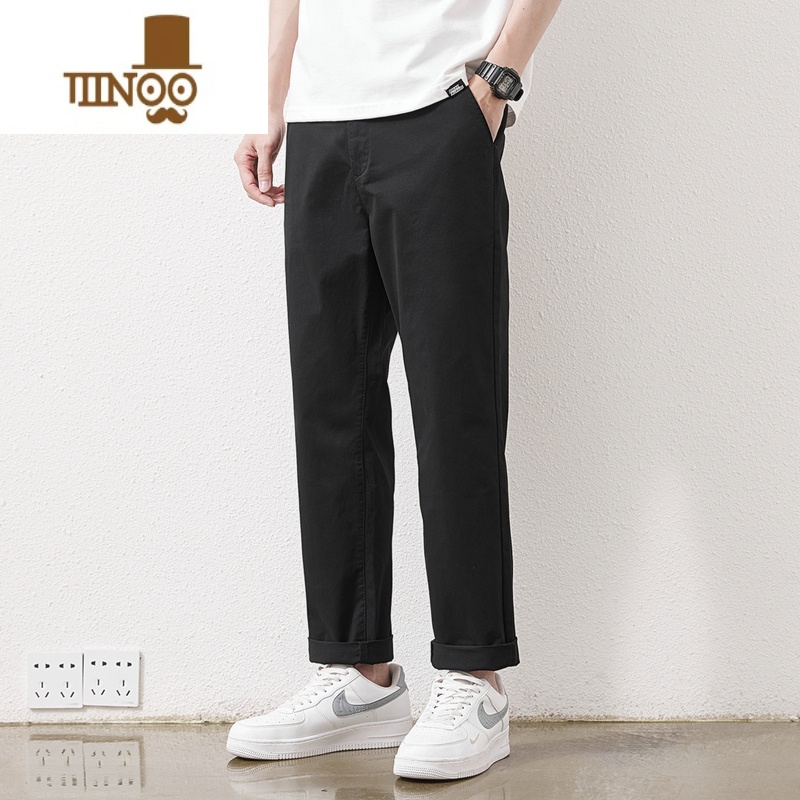 YANXU秋季直筒休闲裤男2023新款潮流宽松百搭商务弹力工装长裤子高清大图