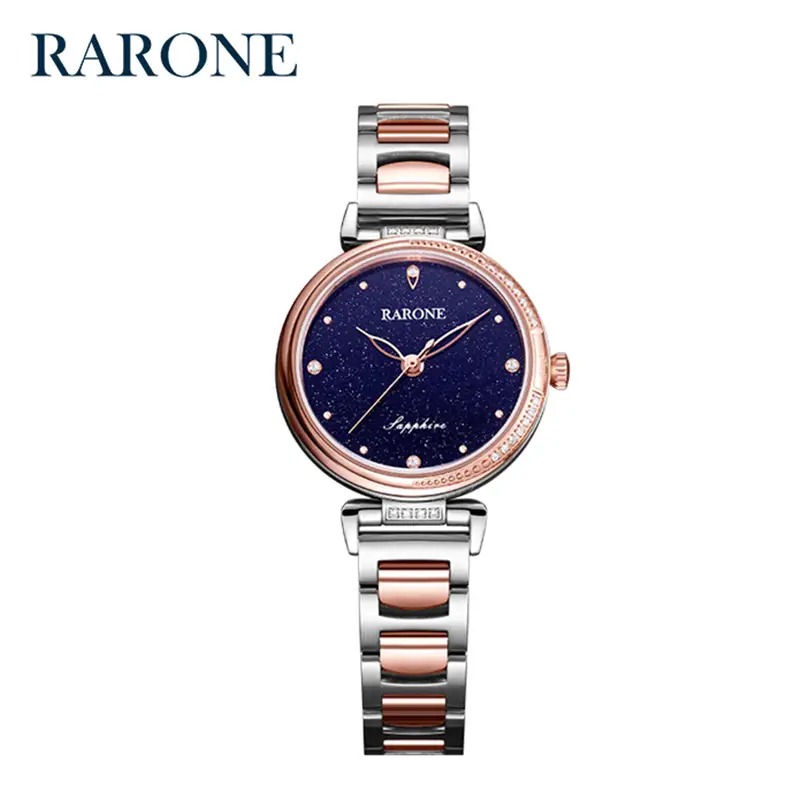 雷诺(RARONE)新款ins少女心满天星防水女士品牌石英表银河系832033 全玫瑰金8320338050543高清大图
