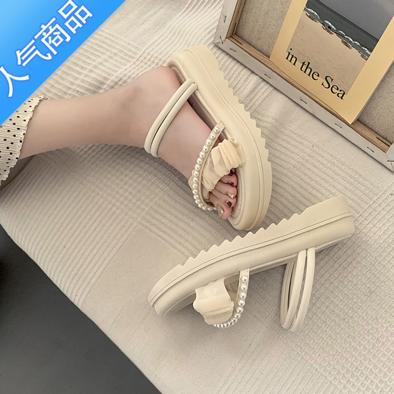 SUNTEK两穿凉拖鞋夏季外穿ins潮2023新款时尚珍珠仙女风配裙子款仙U配高清大图