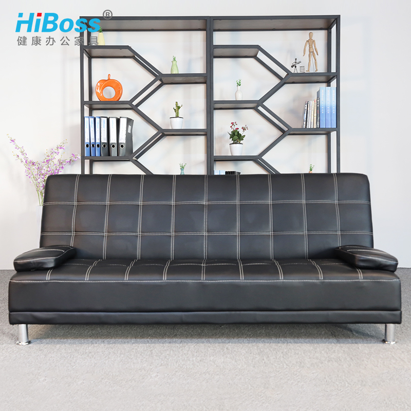 HiBoss皮艺简易沙发可折叠客厅门店出租房懒人小户型沙发床
