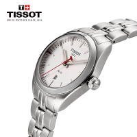 天梭(TISSOT)PR100系列日历窗格条字时标钢带女士石英表