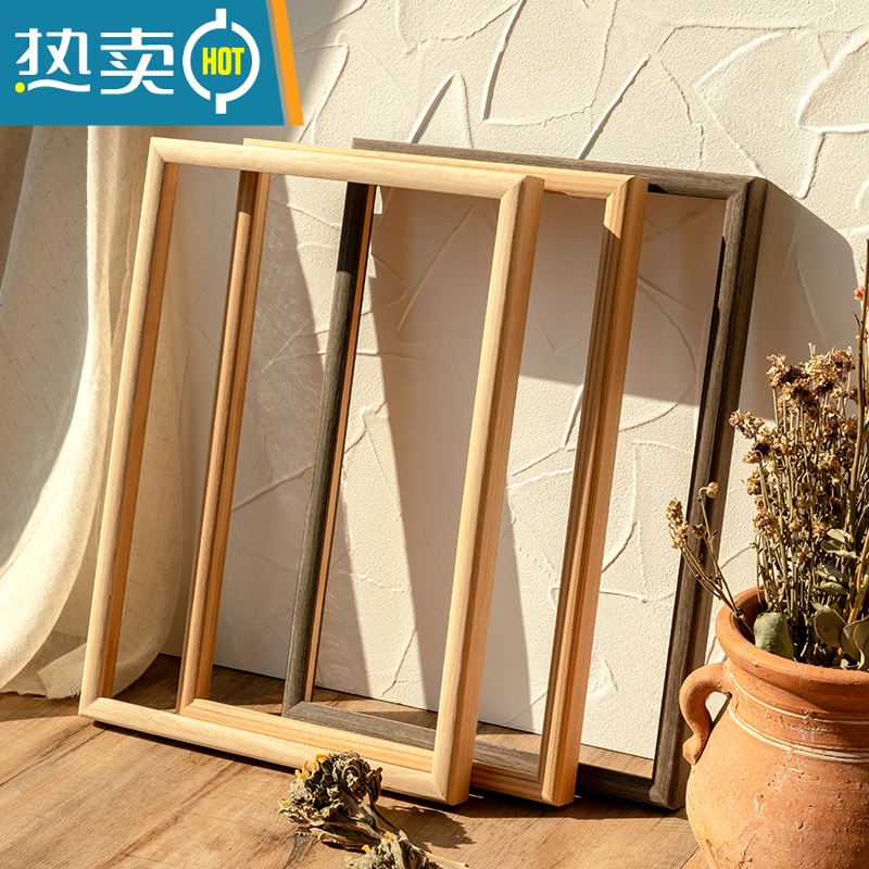 敬平实木油画框外框定做数字油画框装裱任意尺寸定制十字绣相框架挂墙 1528原木色 内径40*40厘米高清大图