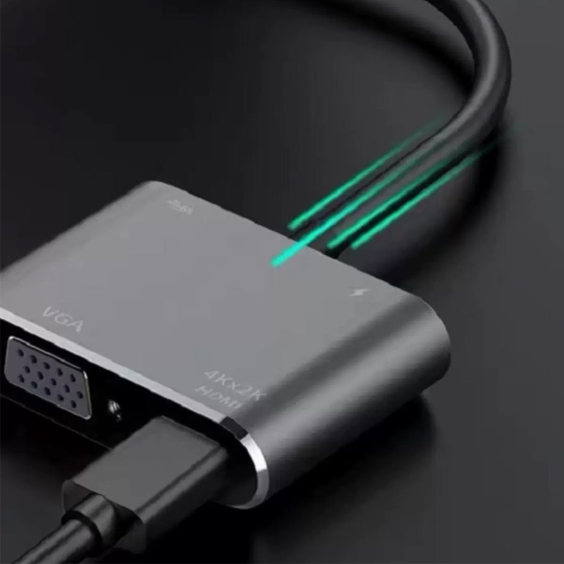 蓝色军团 二合一HUB集线器VGA+HDMI高清分线器 浅灰色