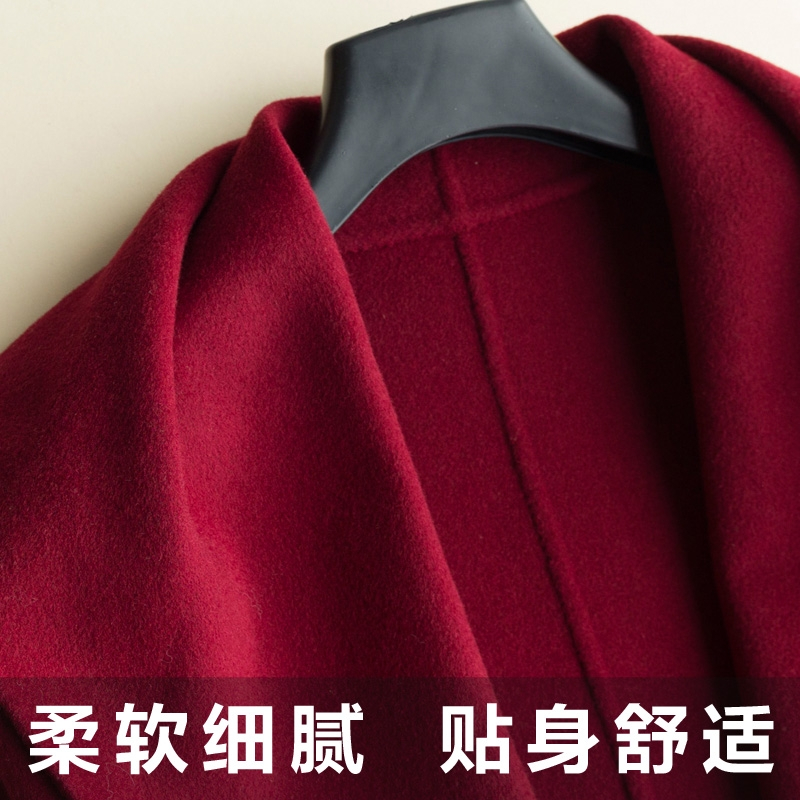 秋冬装新款双面大衣女大翻领长款羊毛呢外套加厚过膝西装外搭
