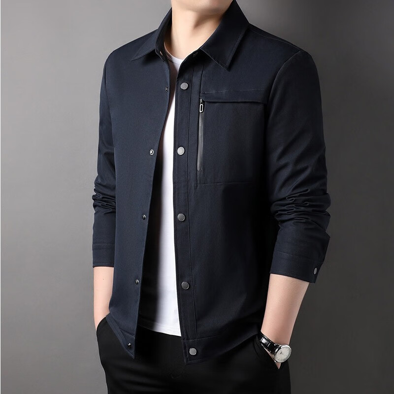 斯哲维世旗舰店品牌轻奢男装高端夹克男轻薄翻领商务休闲中青年爸爸装