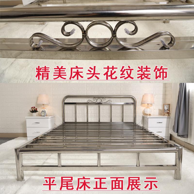 不锈钢床 铁架床1.5/1.8米单人双人床欧式现代简约出租床铁艺床架高清大图