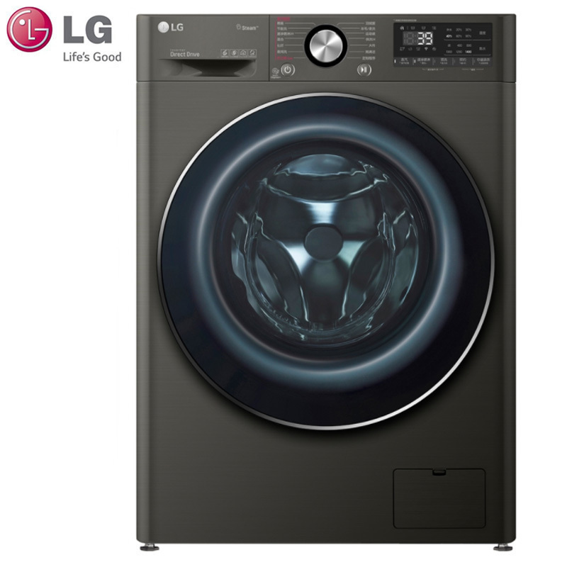 LG FG13BV4 13KG大容量纤薄机身洗衣机 健康蒸汽洗人工智能变频全自动滚筒洗衣机变频直驱 耀岩黑