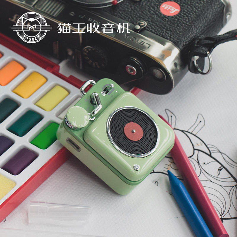 猫王音响 原子唱机B612小收音机蓝牙音箱mini迷你便携式无线复古桌面智能语音AI户外音乐播放器 原野绿高清大图