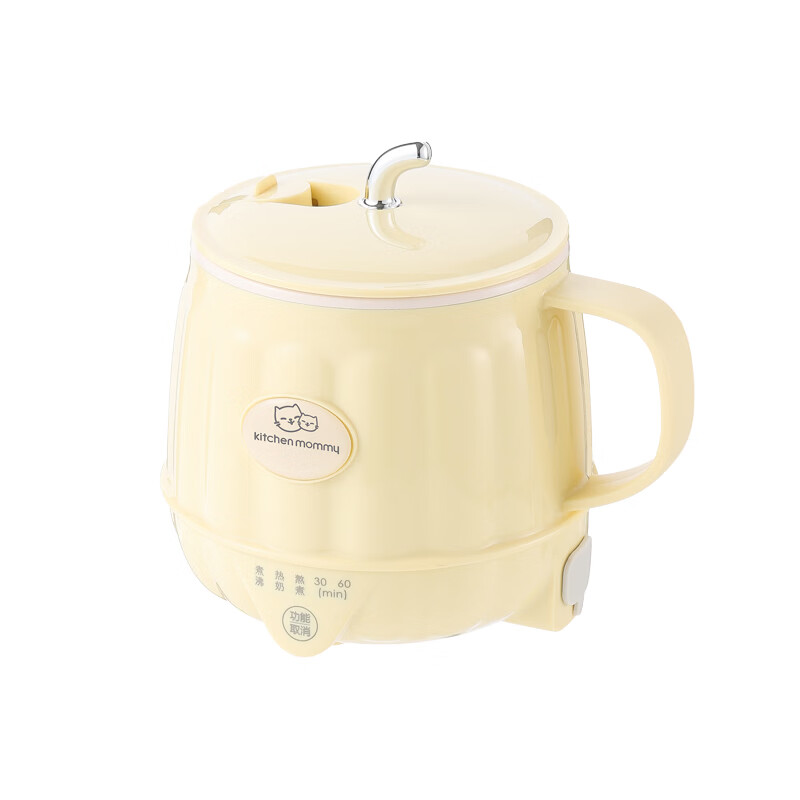 厨创妈咪(kitchen mommy)小巧轻便杯锅两用电煮杯电水壶 浅黄色0.5L KT-DZ-5006