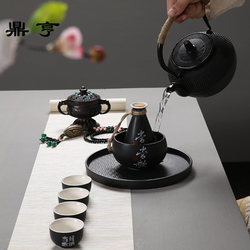 鼎亨陶瓷酒具套装日式清酒分酒器白酒暖热烫酒壶白酒烈酒杯黄酒温