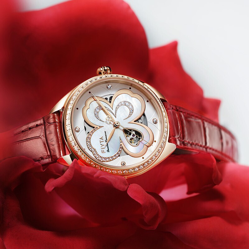 飞亚达新品四叶草手表女机械表女款简约时尚女表la862031pwrd