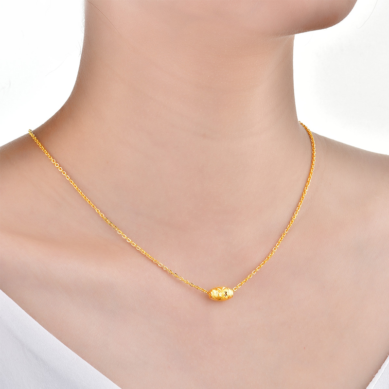 永坤黄金金珠子足金999橄榄金珠3d硬金24k路路通手链散珠diy项链