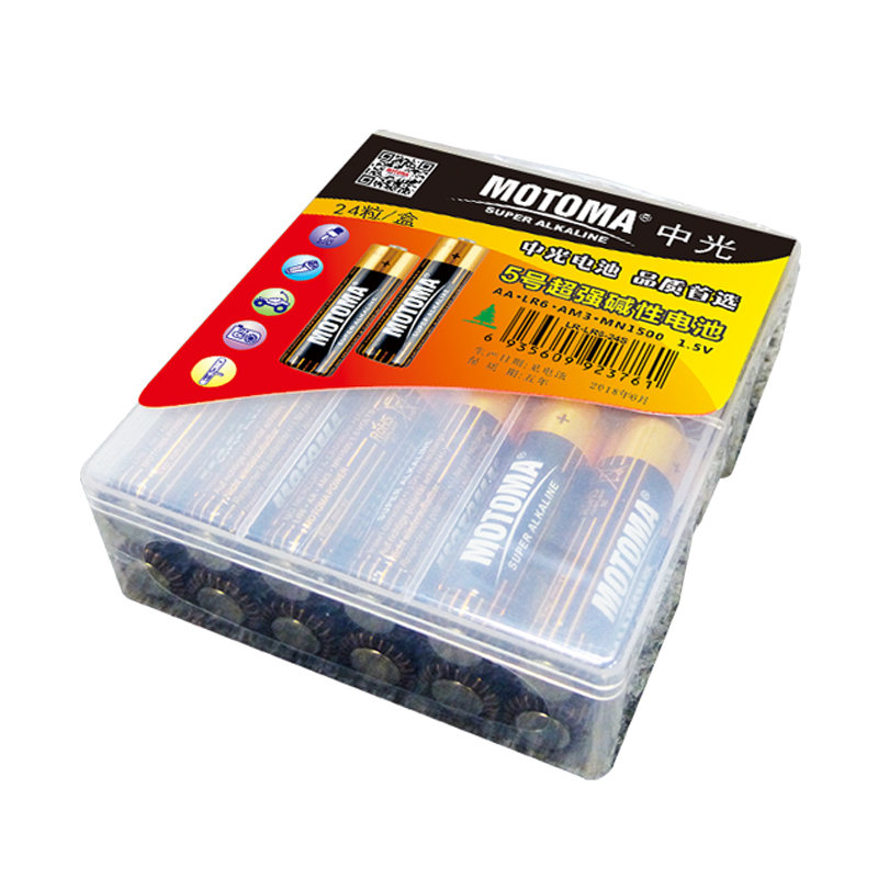 中光MOTOMA 碱性电池5号24粒AA电池/儿童玩具/血压计/血糖仪/挂钟/键盘/遥控器通用1920毫安容量五号电池