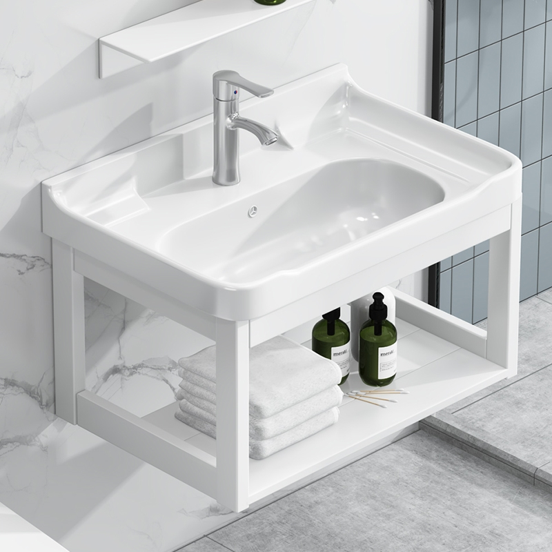陶瓷挂墙式阳台洗手盆柜组合壁挂洗脸盆家用小户型卫生间洗手面盆
