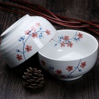 靓佳 釉下彩面碗浪漫樱花7英寸2个装 汤碗 大碗 日式碗 陶瓷碗 大汤碗 大面碗 高脚碗 防烫 加厚碗