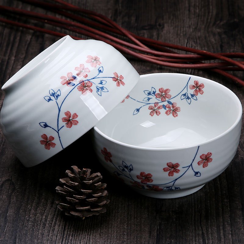 靓佳 釉下彩面碗浪漫樱花7英寸2个装 汤碗 大碗 日式碗 陶瓷碗 大汤碗 大面碗 高脚碗 防烫 加厚碗