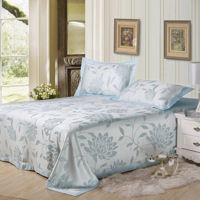 家柏饰(CORATED)竹纤维凉席三件套 夏季双人床单折叠软凉席子1.8m1.5米可机洗水洗凉席/凉枕 加密蓝色一枝独秀 2.0m（6.6英尺）床