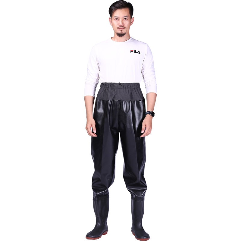 闪电客超轻耐磨加厚防水齐腰下水裤水裤半身抓鱼男雨裤带雨鞋叉水库