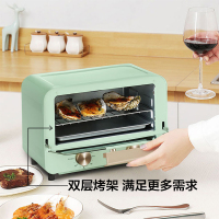 圈厨电烤箱复古烤箱家用烘焙双层烤位多功能全自动蛋糕小型迷你电烤箱小米12L复古绿色小米生态链CR-KX1201T
