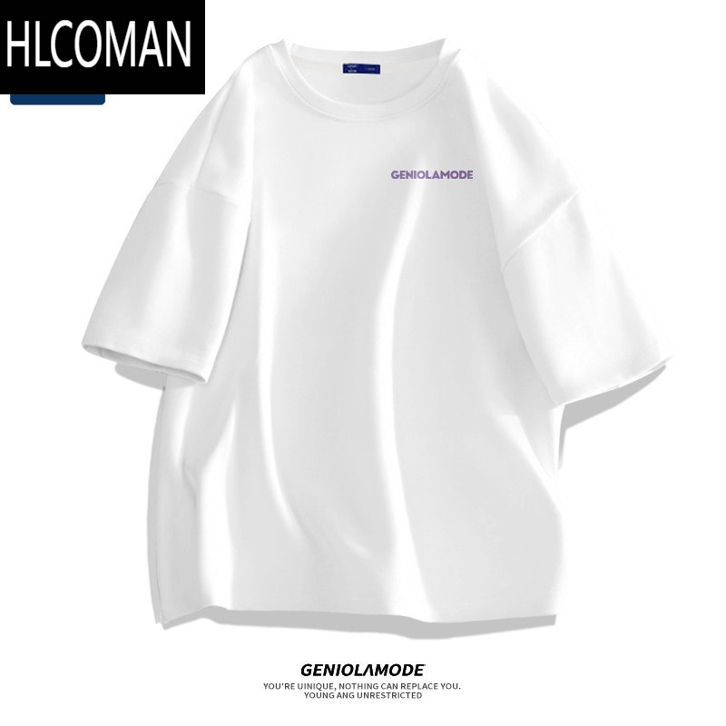 HLCOMANGenio mode美式短袖t恤男夏季黑色打底衫男生大码男士半袖