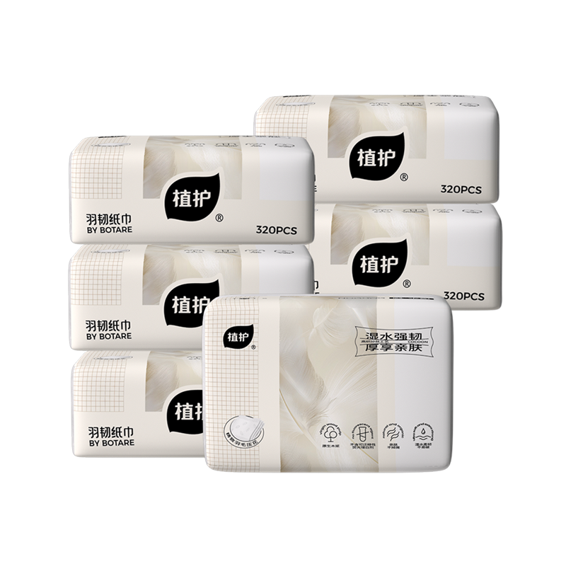 植护 韧享 纸巾(羽韧系列)136*180/4层 80抽*6包高清大图