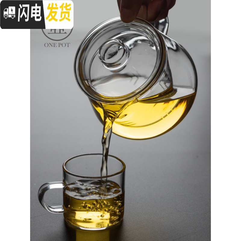 三维工匠一壶 玻璃茶壶可高温加厚泡茶壶 过滤耐热家用玻璃水壶花茶壶套装 玻璃龙胆煮茶壶—大号9入送两杯茶具