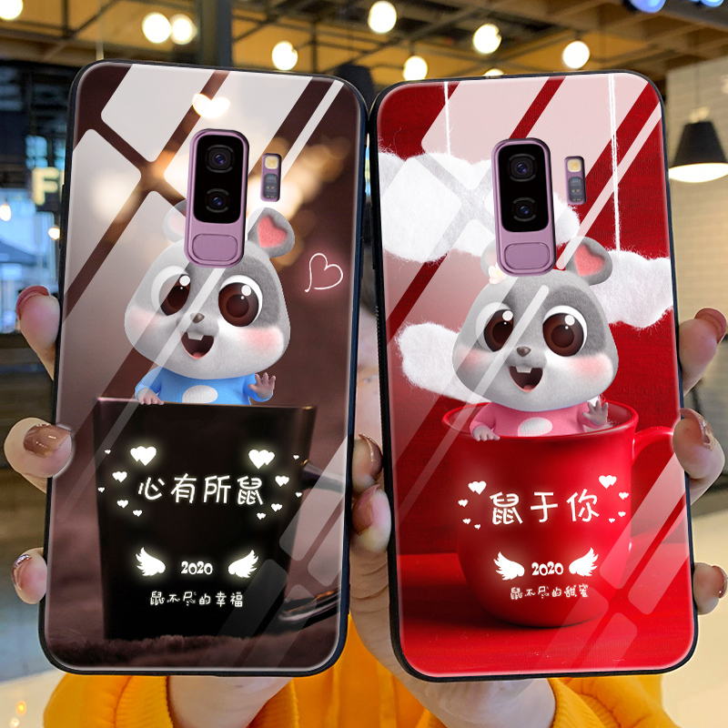 火豹三星s9手机壳女款s9鼠元宝玻璃壳s9+可爱卡通男鼠年防摔软全包硅胶保护套个性创意网红情侣超薄硬潮牌新