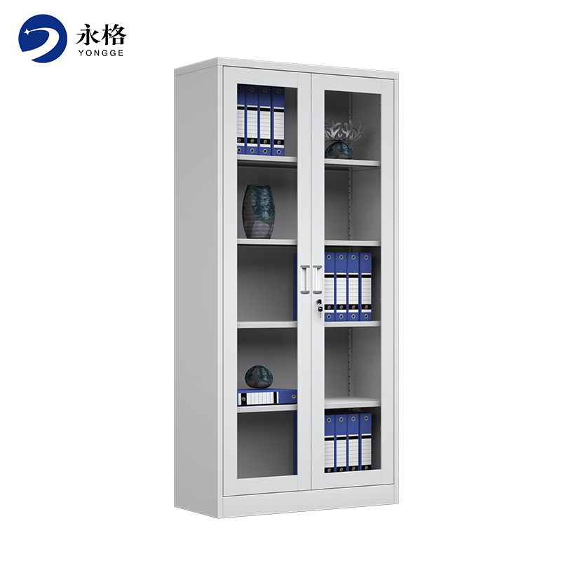 永格办公室钢制文件柜铁皮柜带锁玻璃档案资料财务凭证员工储物柜